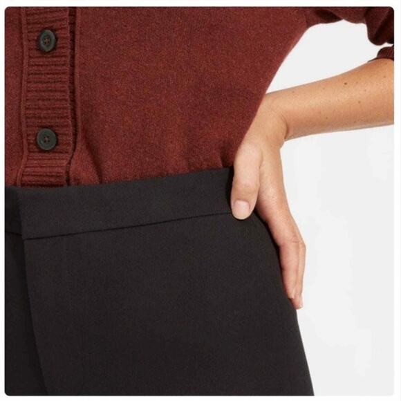 NEW Everlane The Fixed Waist Stretch Cotton Black Trouser Pants Size 00 - Picture 2 of 12